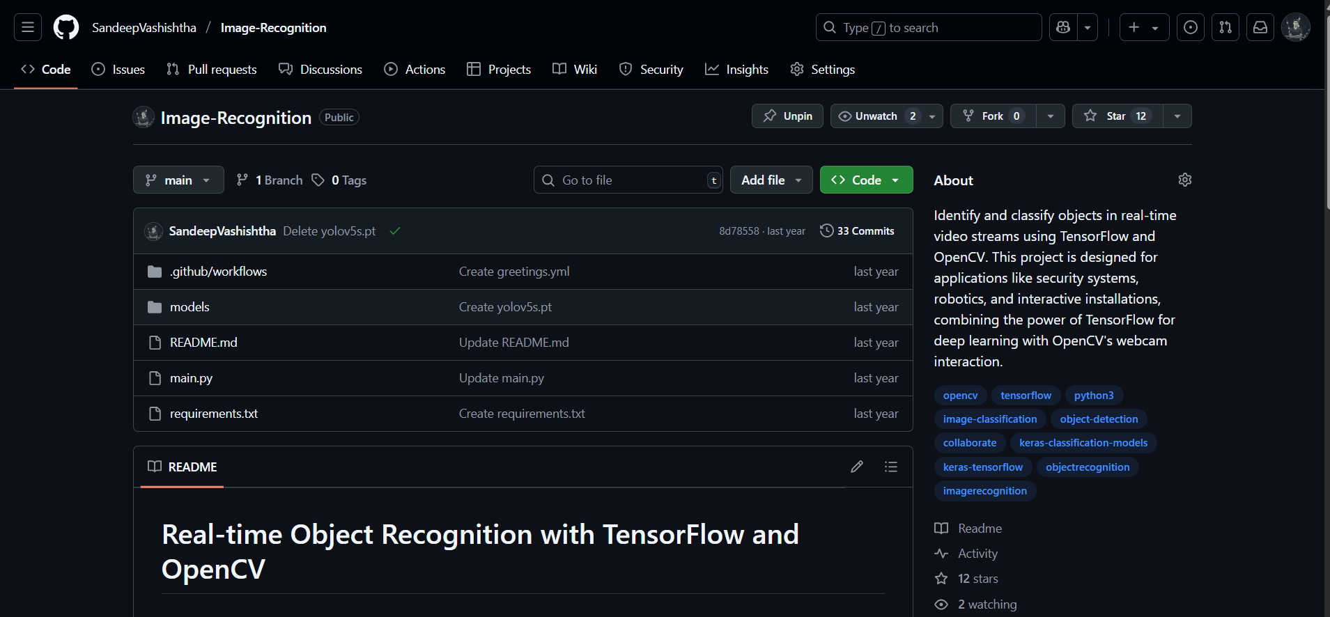 Image Recognition System image